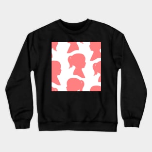 Girl Silhouette - Pink on White Background Crewneck Sweatshirt